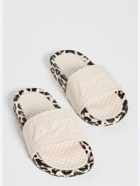 APL Big Logo TechLoom Slides Leopard Knit Sandals Size 11 NIB